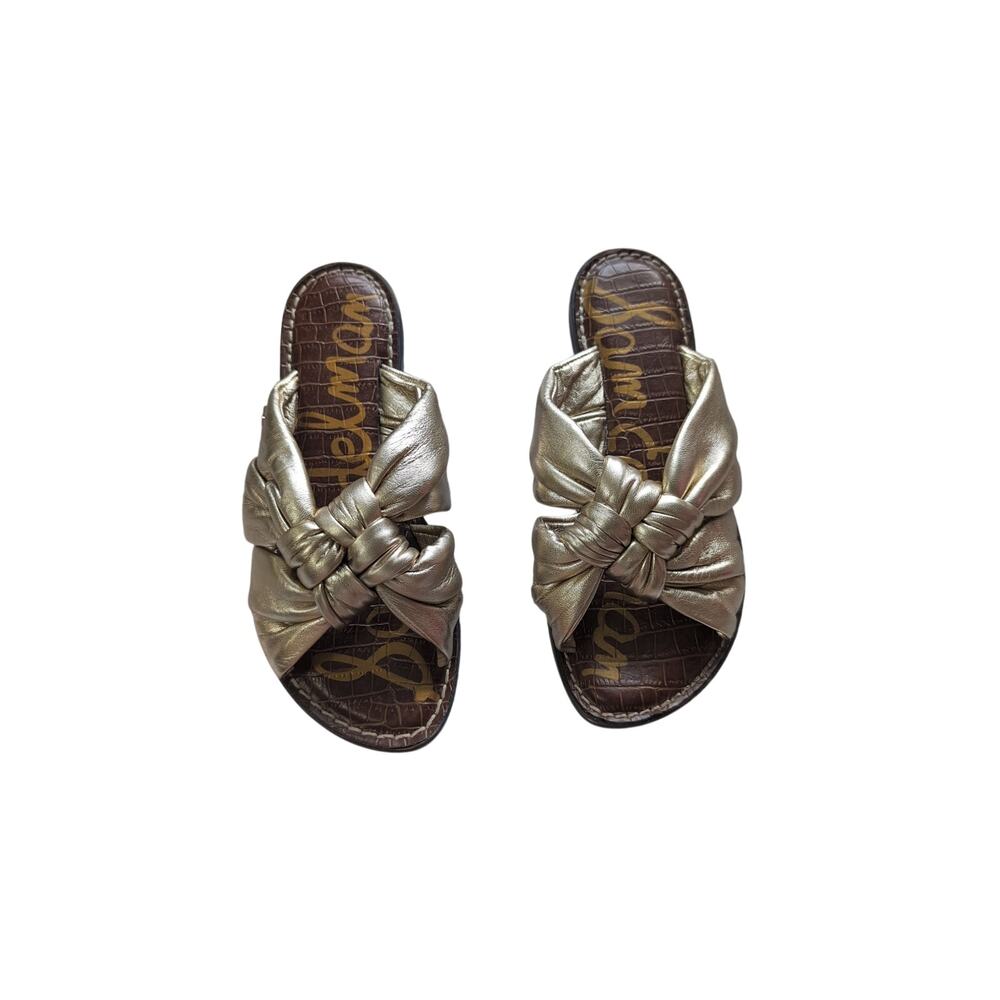 Sam Edelman Gold Flat Sandals Women's Size 6.5 Metallic Summer Shoes